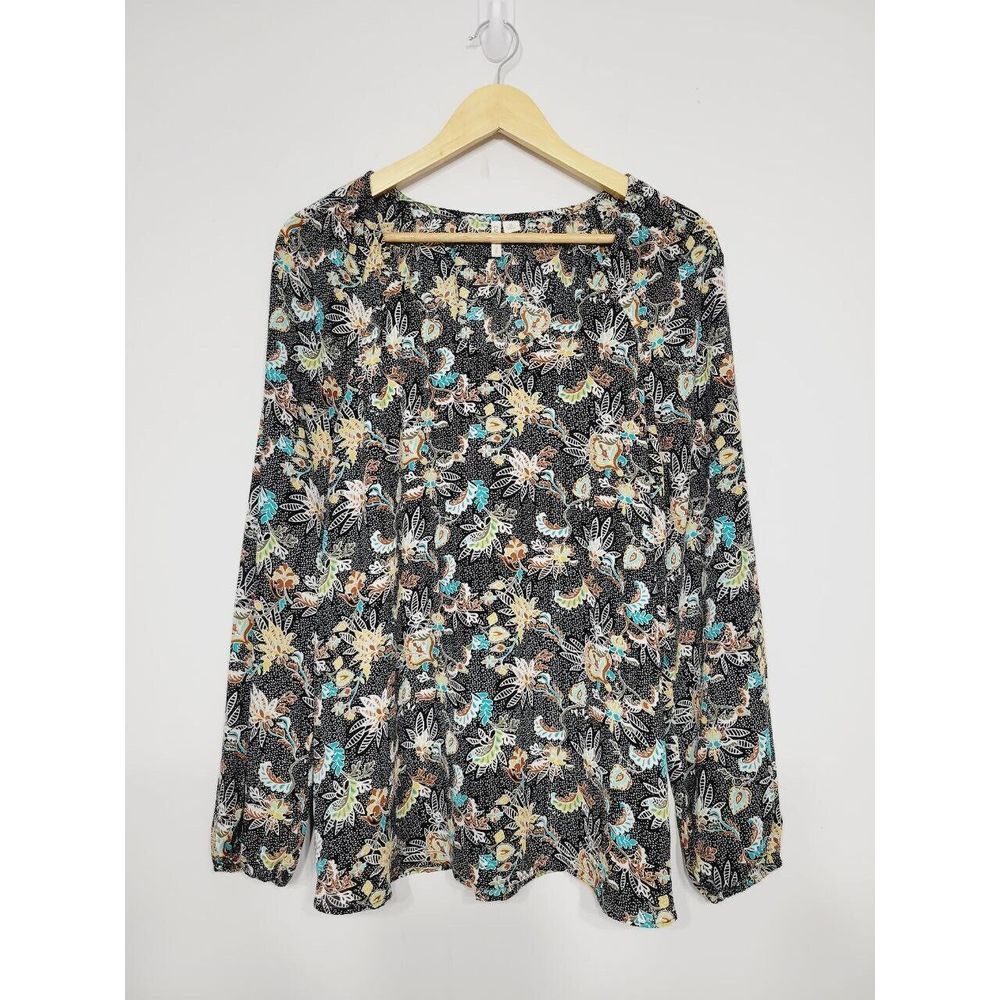 Cato Women's Long Sleeve Size XL Dotted‎ Floral Blouse
